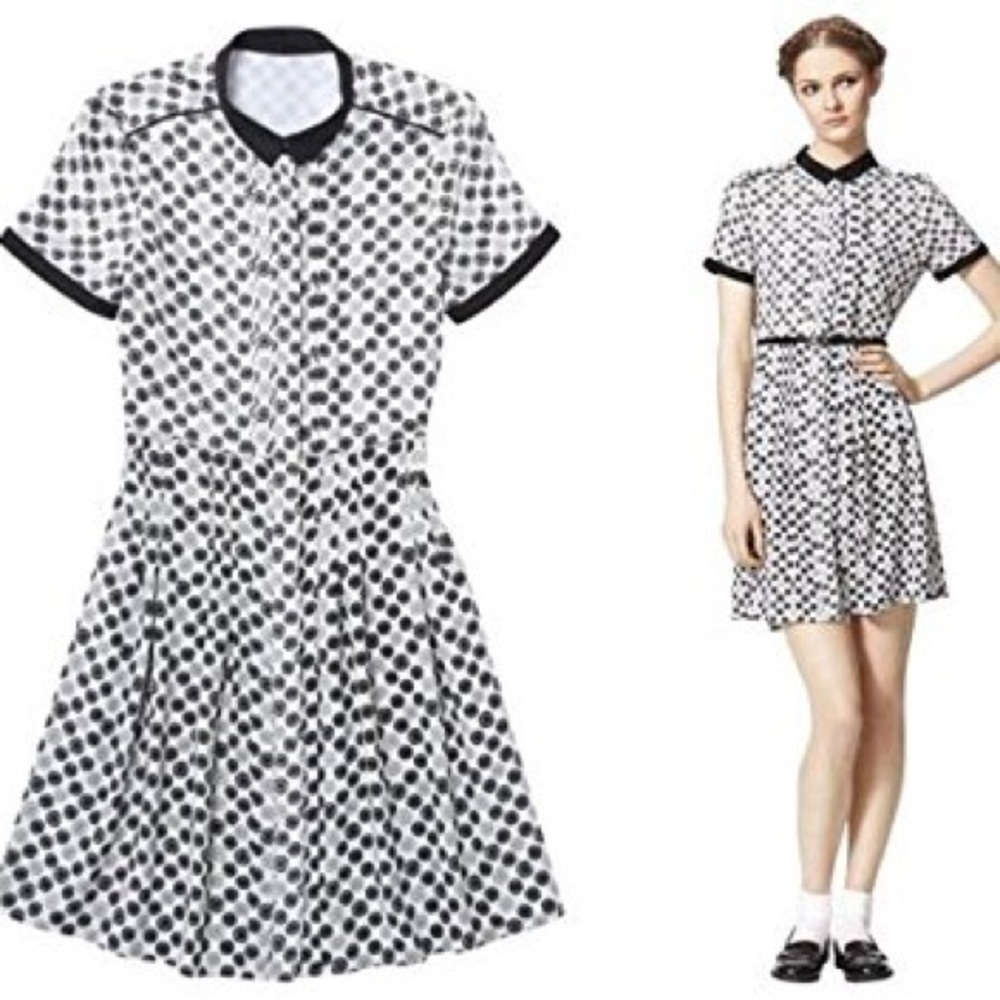 Jason Wu for Target Black & White Wagon Wheel Print Pleated Button Down Dress